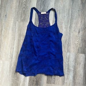 Language 100% silk embroidered & crochet tank top